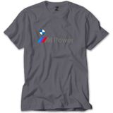 Bmw Logo M Power Yazı Gri Tişört - S