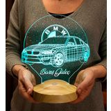 BMW Logolu İsimli Led Lamba, Araba Hayranlarına Hediye, Doğum Günü Hediyesi, Kişiye Özel Hediye 3D Led Lamba