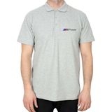 Bmw M Power Text Polo Yaka Gri Tişört - 2XL