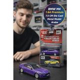 BMW M4 1:64 Premium Die Cast Metal Gövde Floresan Metalik Mor Koleksiyon Araba 7.5 cm Blister