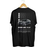 Bmw M5 V10 Ön ve Arka Baskılı Kaliteli Tişört - Siyah