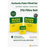 Bmw X5 F15 40E 2015-2018 Mann Filtre Seti (3’Lü / 3 Parça) Karbonlu Polen + Hava + Yağ Filtresi (Yakıt Yok)