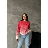 Bmz Collection Kırmızı Bisiklet Yaka Taşlı Tüylü Kazak - Standart - 4BY-Kırmızı