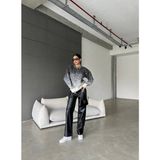 Bmz Collection Siyah Bisiklet Yaka Tüylü Taşlı Kazak - Standart - 00100 Siyah