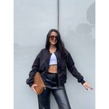 Bmz Collection Siyah Kadın Scuba Bomber Ceket - 01 Siyah