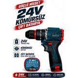 BN-5 Bn 5 Kömürsüz Darbeli Şarjlı Matkap 24V Çift Akülü Li-On Armut Batarya