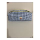 BN ÇAKİ Mavi Pötikare Desenli Makyaj Çantası Büyük Boy- 28x10x10 cm