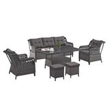 BN GARDEN Bn Garden Rattan Alfa Bahçe Mobilyası 3+1+1+1+1+camlı masa