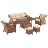 Bn Garden Izmir Antrasit 3+1+1 Rattan Balkon Bahçe Takımı - Kahverengi