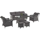 Bn Garden Izmir Antrasit 3+1+1 Rattan Balkon Bahçe Takımı