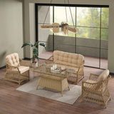 Bn Garden Rattan POLO Bahçe Takımı 2+1+1 Cappuccino Renkli Kolay Temizlik Özellikli