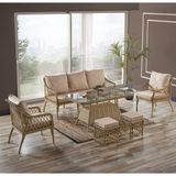 Bn Garden Savanna Cappuccinno 3+1+1 Camlı Masa Rattan Balkon Bahçe Takımı