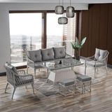Bn Garden Savanna Kemik 3+1+1 Camlı Masa Rattan Bahçe Mobilyası takımı