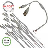 Bnc + Dc Power Jack Pigtail Kablo 35cm 5 Uçlu Hazır Kamera Bağlantı Seti Cctv Güvenlik Sistemi İçin - 50 Adet