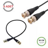 Bnc Kablo Erkek-erkek Hazır Uçlu 0.5 Mt - Siyah Cctv Görüntü Sinyal Kablosu - 5 Adet