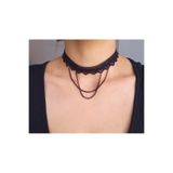 BNG AKSESUAR Dantel Siyah Gotik Kolye Tasma Choker Kolye