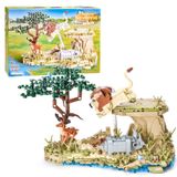 BNG Sevimli Hayvan Setleri, Vahşi Aslan, Gergedan, Geyik Yapı Taşları, Tropikal Savanna-Mini Hayvan Figürleri Ağaçlı Yapı Kitleri, Yabani Otlar, Onun için Hediye ldea/Doğum Günü Noel Paskalya Şükran