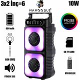BNG STR HF-3225 Rgb Işıklı Taşınabilir Bluetooth Mikrofon Destekli Hoparlör 3x2 Inç Çift Woofer USB Tf Destekli - Siyah