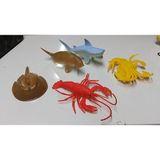 BNG STR Plastik Deniz Hayvanları Fok ve Köpek Balığı Yengeç Istakoz At Nalı 5 Parça - Çok Renkli