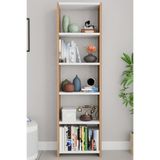 BNK Modüler 5 Raflı Kitaplık Dekoratif Çok Amaçlı Raf Ünitesi Salon Ofis Kitaplığı Modern Ahşap Kitaplık 40x22x150 cm