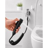 Bnl Ticaret Taharetmatik Seti El Duşu Vakumlu ve Spiral Hortumlu Pirinç Malzeme Banyo ve Tuvalet İçin Krom 1.5 Metre 4 Parça - Siyah