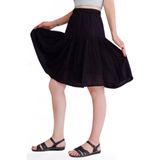 BNZ TEKSTİL SİYAH ŞORT ETEK- MİDİ BOY VİSKON KUMAŞ BELİ LASTİKLİ KADIN ŞORT ETEK