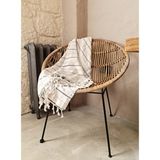 Boa %100 Pamuk Koltuk Şalı Naturel / Siyah 130x180 - Krem - 130 x 180 cm