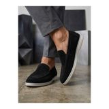 BOA ABA0252 %100 İçi Dışı Hakiki Deri Erkek Siyah Süet Casual Loafer Termo Taban Ayakkabı 41 BA0252-SYH