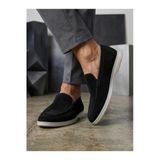 BOA ABA0252 %100 Içi Dışı Hakiki Deri Erkek Siyah Süet Casual Loafer Termo Taban Ayakkabı
