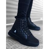 Boa Ba0159 Niser Moda Bağcıklı Siyah Kapitone Erkek Yüksek Taban Spor Bot