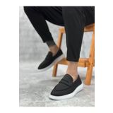 BOA BA0355 Bağcıksız Keten Siyah Klasik Corcik Erkek Ayakkabı