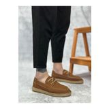 BOA BA0358 BOA Doğal Deri Tozu Bağcıklı Kauçuk El Yapımı Espadril Taban Taba Renk Erkek Ayakkabı