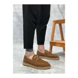BOA BA0358 Doğal Deri Tozu Bağcıklı Kauçuk El Yapımı Espadril Taban Taba Renk Erkek Ayakkabı MDABA0358