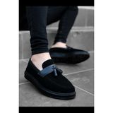 BOA Bağcıksız Yüksek Taban Siyah Kemerli Erkek Sneakers Püsküllü Corcik Ayakkabı BA0005