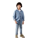 Bob 90lar İndigo Mavisi Jean Gömlek Oversize/Geniş Kesim 6210000-86709 Mavi-86709 9-10