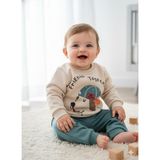 Bobişko Laura Baby Erkek Bebek/çocuk Alt Üst Eşofman Takımı - Krem - Yeşil - 6 - 9 Ay