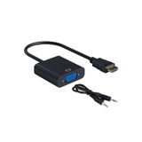 Boblov HDMI To VGA Dönüştürücü 3.5mm Aux Ses Destekli HDMI Erkek VGA Dişi 1080P HDMI - VGA