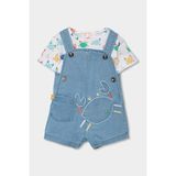 Boboli Yengeç Desenli Denim Salopet Set 6-24 Ay Mavi - 12 Ay