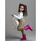 Bobsi Co Kız Çocuk Fitilli Kadife Krem Leopar Tayt - Leopar - Krem - 2 - 3 Yaş
