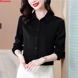 Boby Silk - %100 Ipek Kadın Gömlek - Tam Kalıp Pensli - 0-Siyah - XL