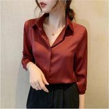 Boby Silk - %100 Ipek Kadın Gömlek - Tam Kalıp Pensli - 03R-Bordo - 2XL