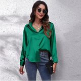 Boby Silk - %100 Ipek Kadın Gömlek - Tam Kalıp Pensli - 10-Zümrüt Yeşili - 3XL