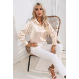 Boby Silk - %100 Ipek Kadın Gömlek - Tam Kalıp Pensli - 13S-Krem