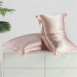 Boby Silk - Peony Luxury Çerçeve %100 Dut Ipek Yastık Kılıfı - Açık Pembe - 50 x 70