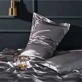 Boby Silk - Peony Luxury Çerçeve %100 Dut Ipek Yastık Kılıfı - Gri - 50 x 70