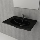 Bocchi 1009-005-0126 Taormina Arch Etajerli Lavabo 65cm - Parlak Siyah Beyaz