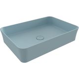 Bocchı Bocchi Sottile Slim Line Tezgah Üstü Dikdörtgen 55X38CM. Lavabo - Mat Buz Mavisi - 1476-029-0125 - Beyaz