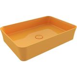 Bocchı Bocchi Sottile Slim Line Tezgah Üstü Dikdörtgen 55X38CM. Lavabo - Parlak Mand. Sarisi - 1476-021-0125 - Beyaz