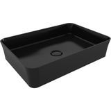 Bocchı Bocchi Sottile Slim Line Tezgah Üstü Dikdörtgen 55X38CM. Lavabo - Parlak Siyah - 1476-005-0125 - Beyaz