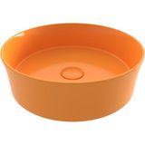 Bocchı Bocchi Sottile Slim Line Tezgah Üstü Yuvarlak 38CM. Lavabo - Parlak Mand. Sarisi - 1478-021-0125 - Beyaz